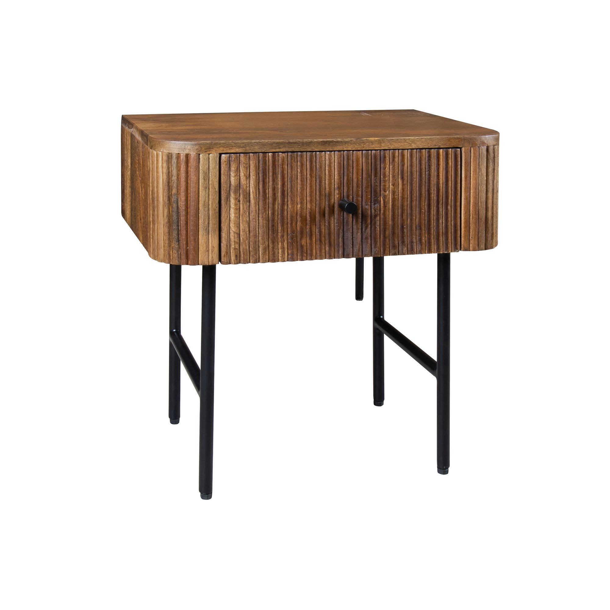 IQUITOS - Meuble d'appoint en bois de manguier et pieds en métal noir