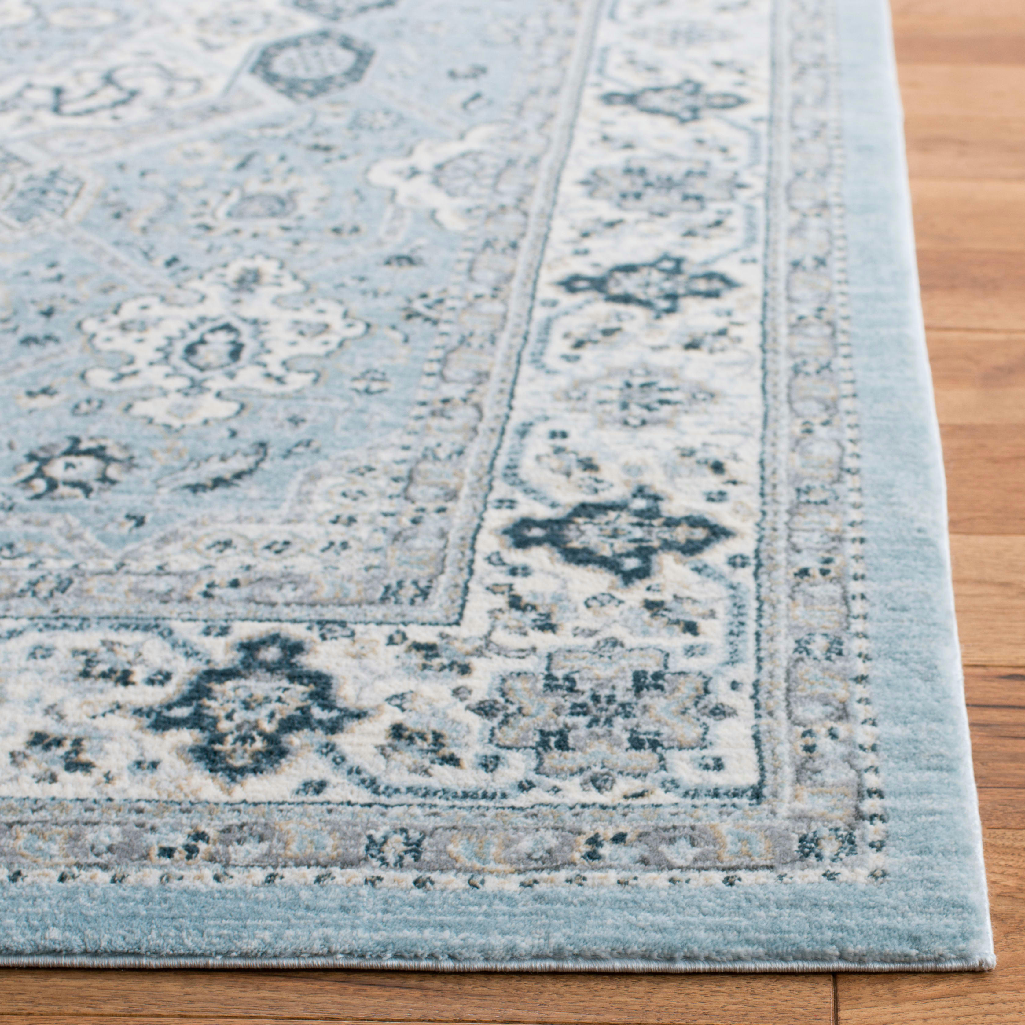 ISABELLA - Tapis de salon interieur en bleu & crème, 91 x 152 cm