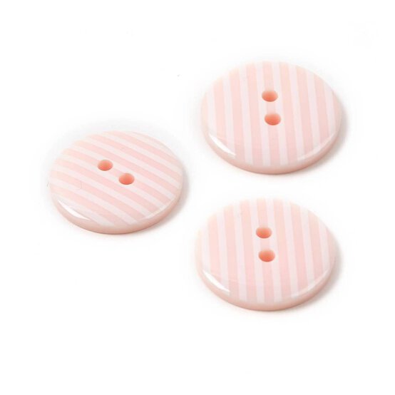 Hemline Pink Novelty Stripey Button 3 Pack