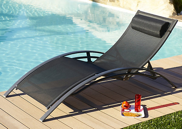 Lot de 2 bains de soleil en aluminium et toile plastifiéee - CL76