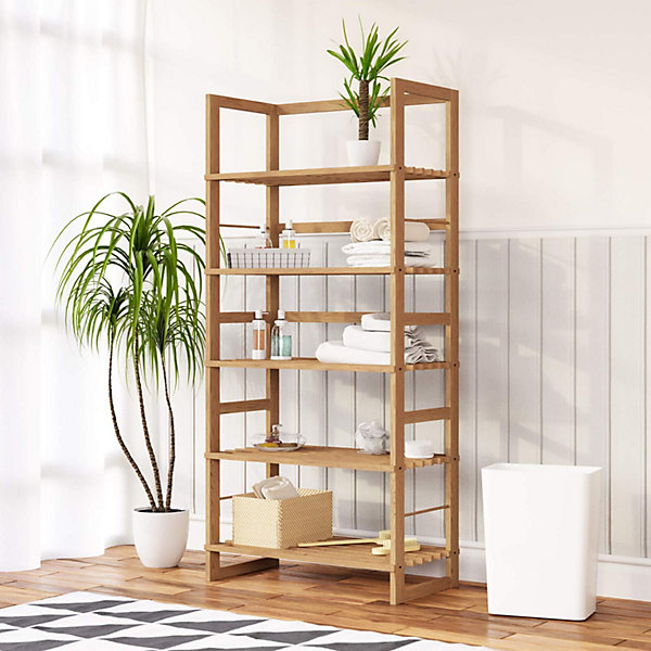 Lot de 2 etageres de rangement en bois 5 niveaux