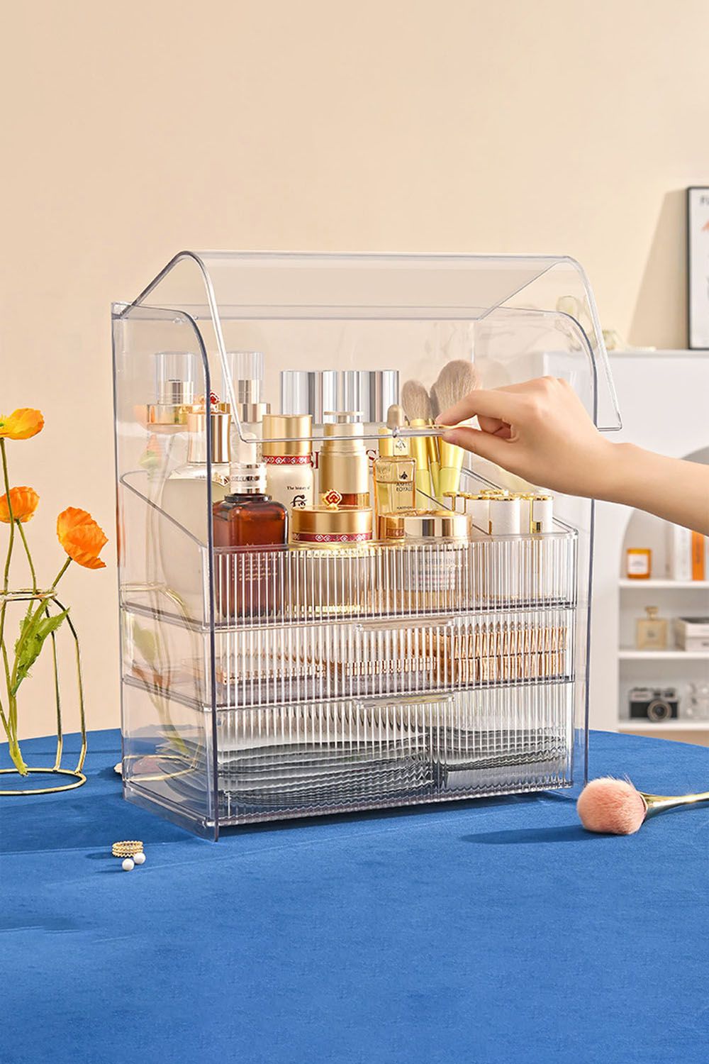 The hot sale Waterproof Acrylic Makeup Organizer Storage Box Skincare Display Case
