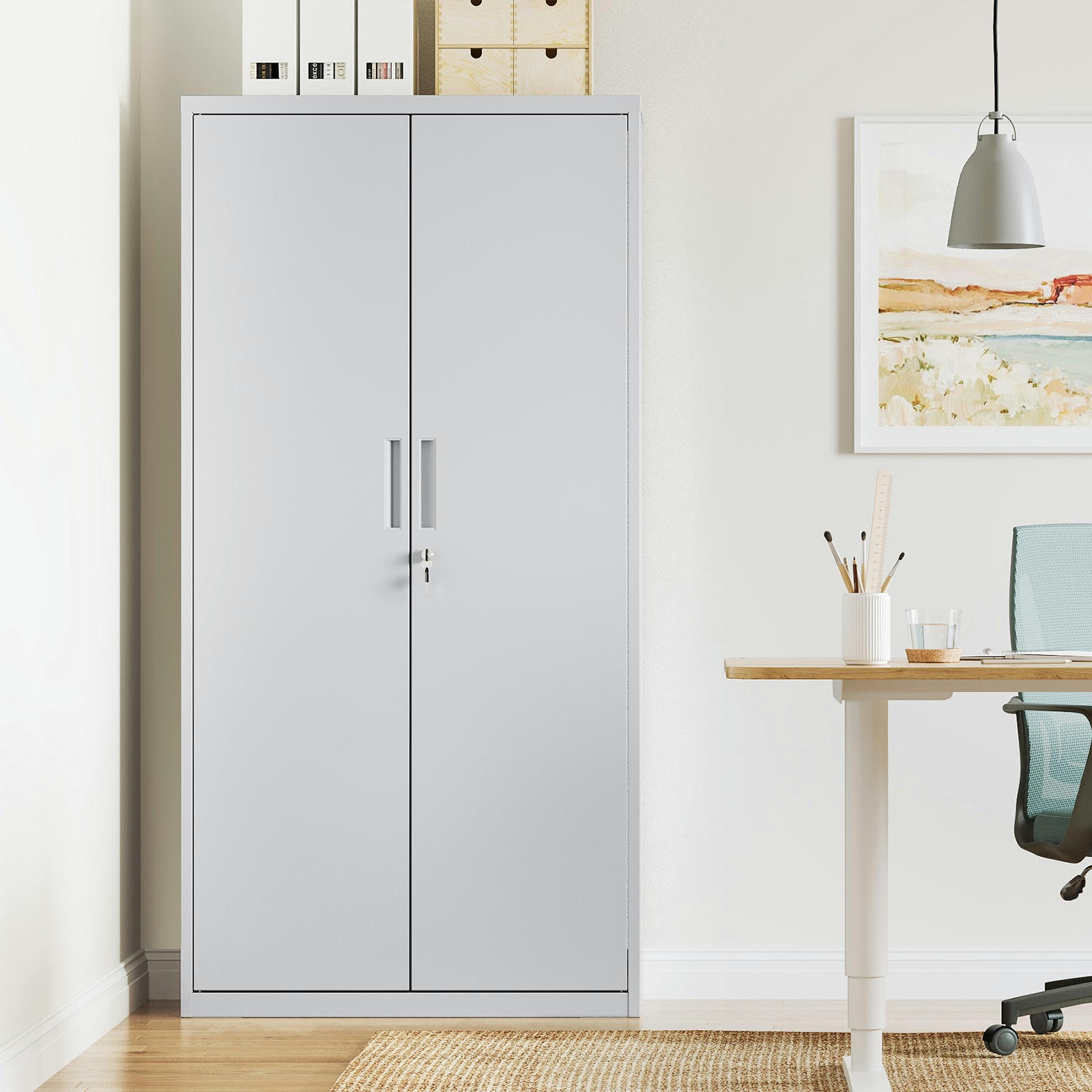 - Meuble de rangement bureau acier traité par poudrage gris