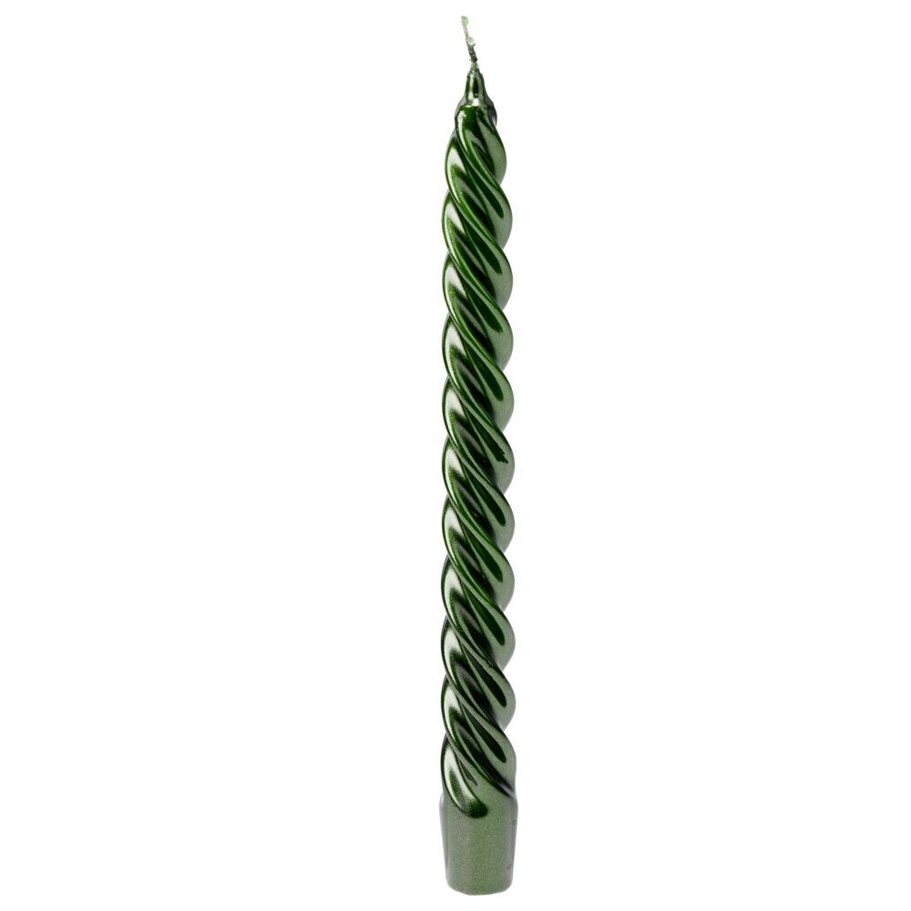 Bougie cire X2 pcs forme flambeau torsadé H25 cm vert