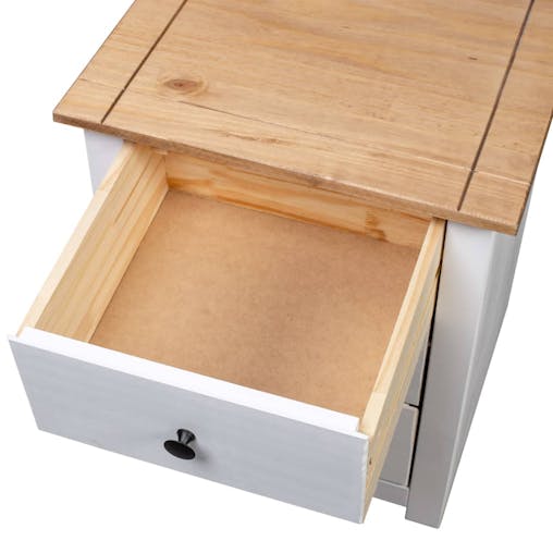 NNEVL Bedside Cabinet White 46x40x57 cm Pinewood Panama Range