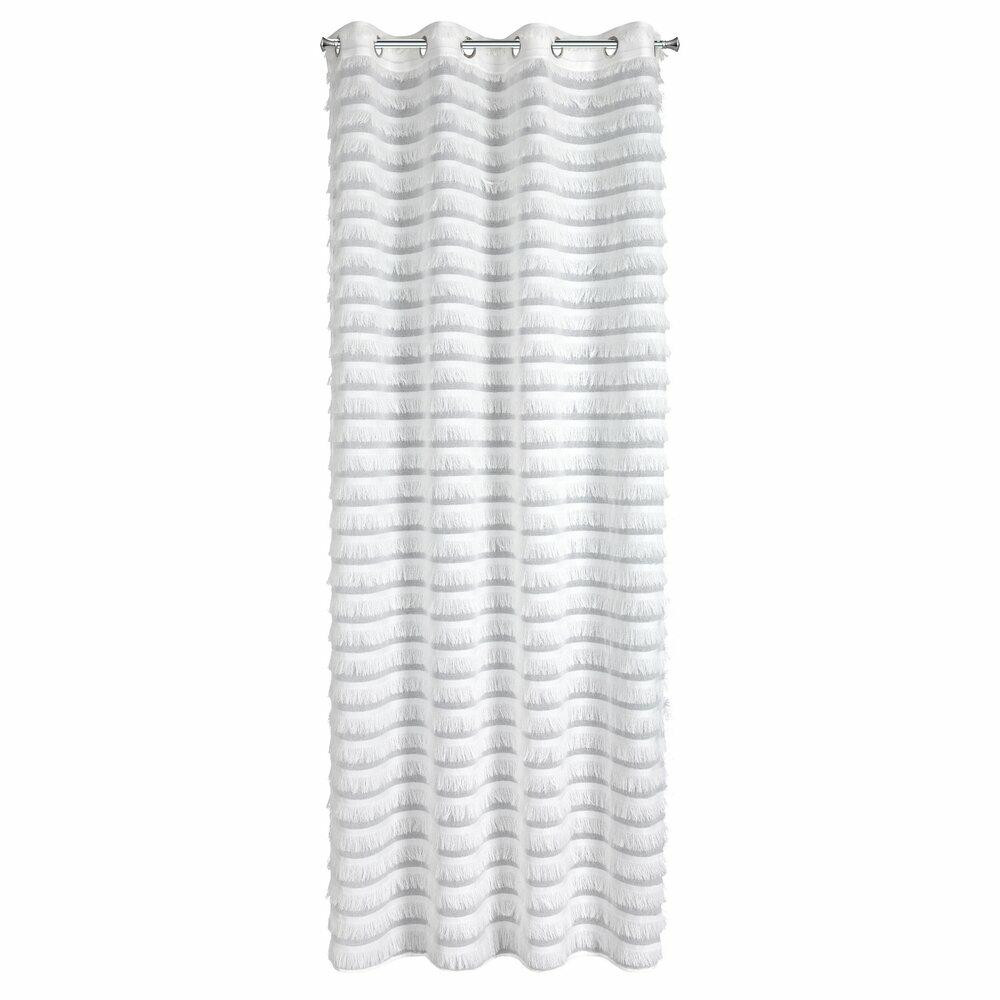 Firana DANA 140x250 cm Biała Frędzle przelotki do salonu