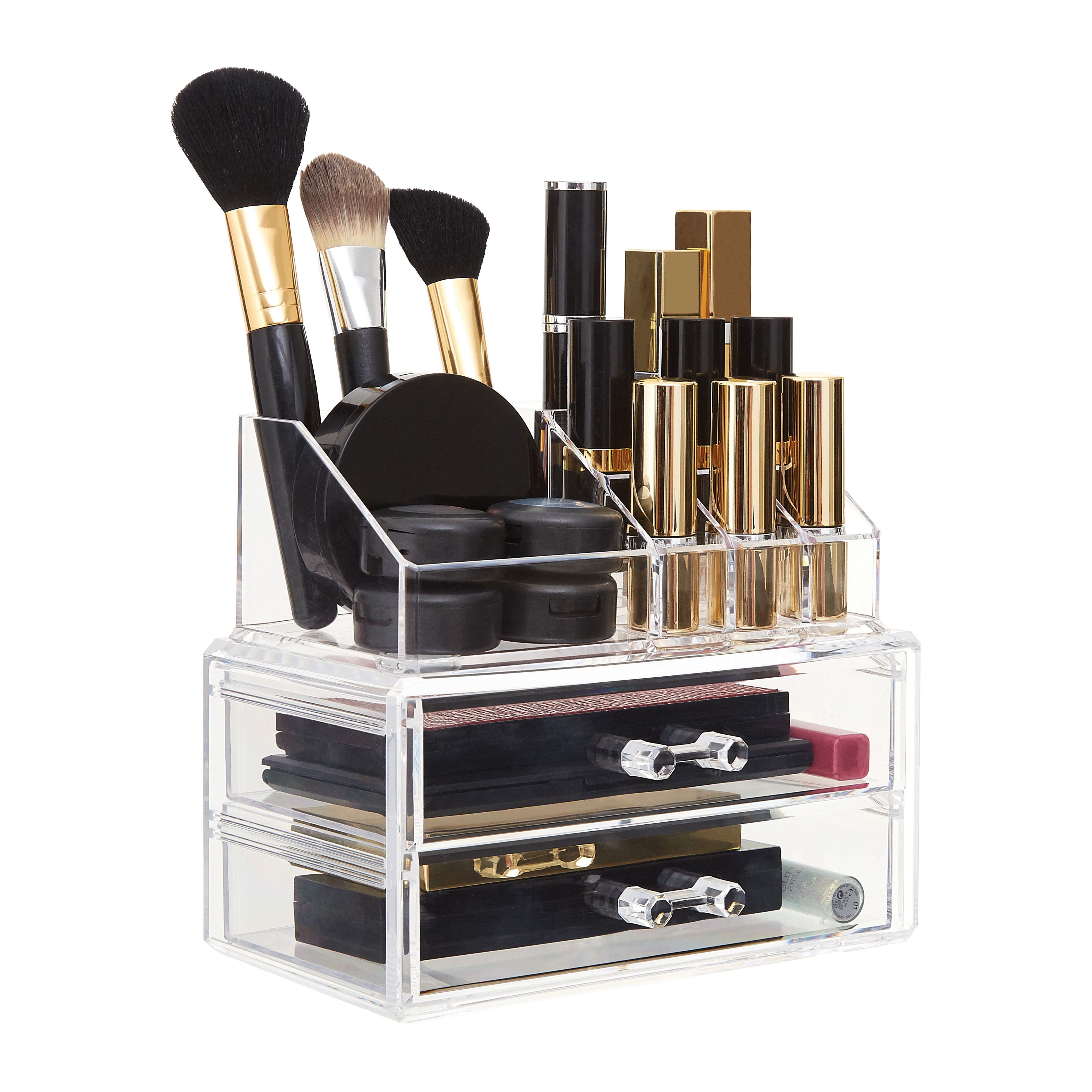 Orsina Clear 9 Pc Cosmetics Organiser With 2 Drawers