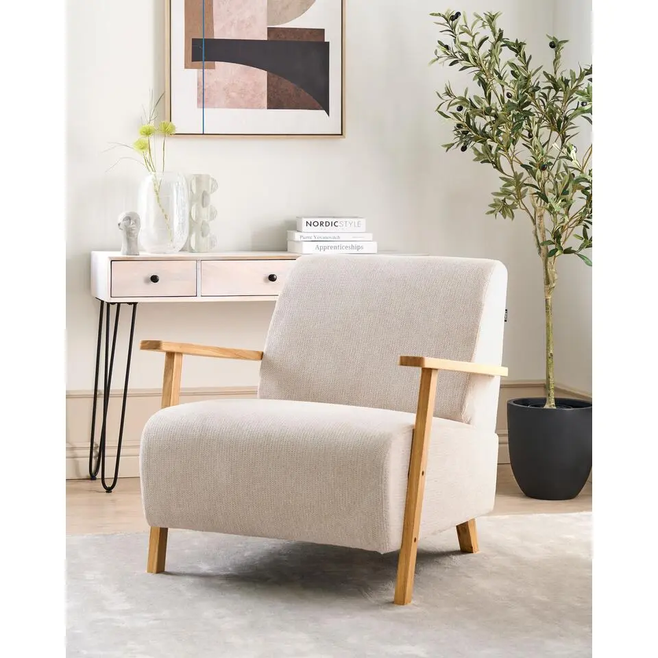 LESJA - Fauteuil - Lichtbeige - Polyester
