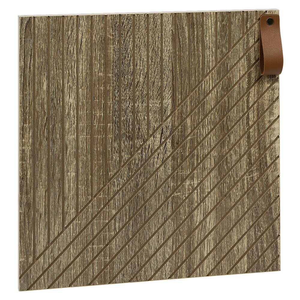 Porte Box Cube 32,2x32,2x1,2cm bois sculpté marron