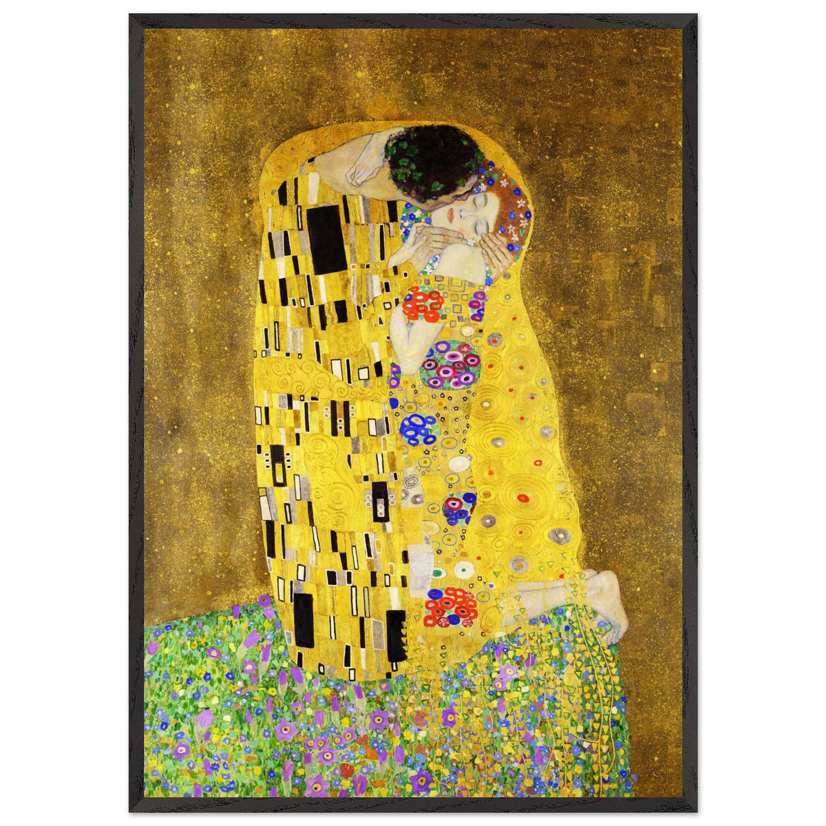 Artfulprints Poster met Lijst Gustav Klimt - The kiss  - 70x100 cm - Geel