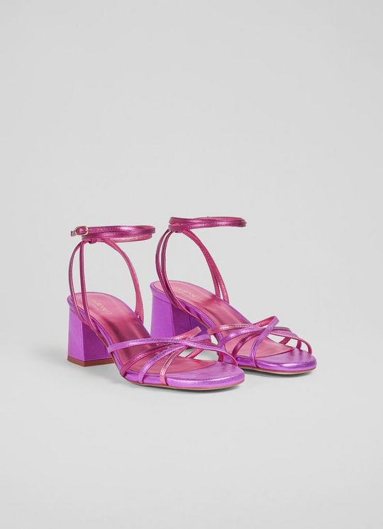 Starlet Pink And Purple Metallic Strappy Sandals