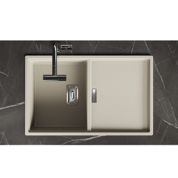 Zlewozmywak Granitowy 1 komorowy z ociekaczem 50x80cm z syfonem Beżowy