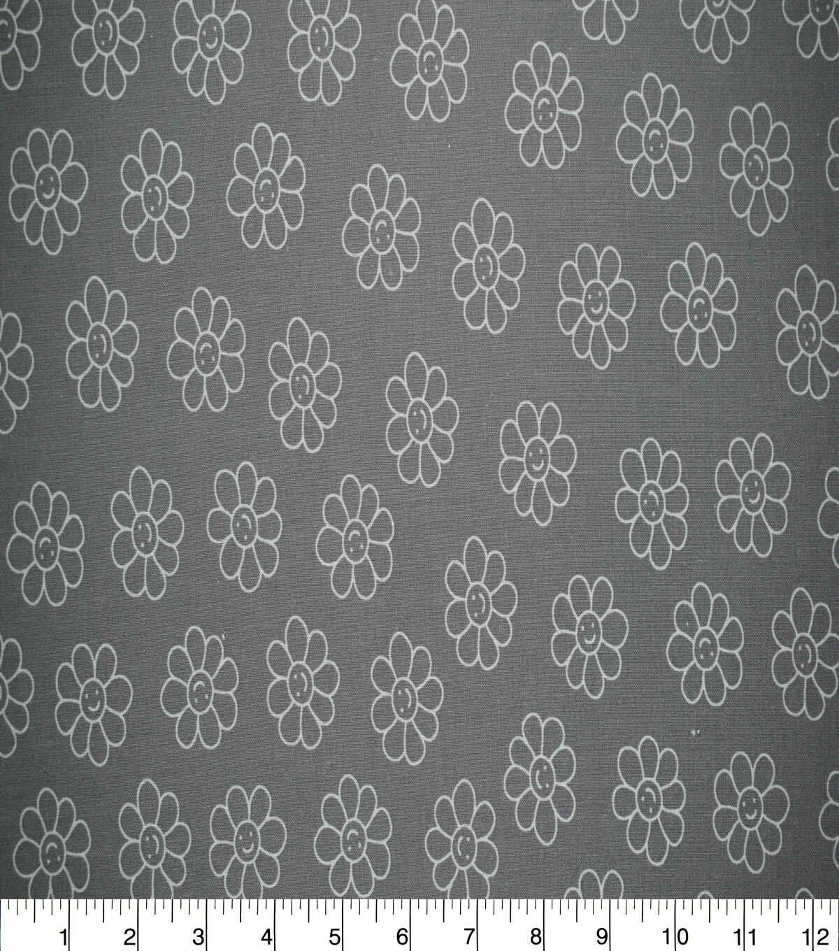 Happy Floral on Gray Quilt Cotton Fabric by Quilter's Showcase