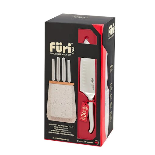 Furi Pro Stone 5pc Knife Block Set Azure Terrazzo 5 Piece