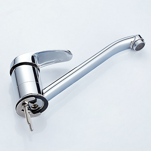 Mitigeur d'Evier, Robinet de Cuisine Monocommande, Chromé, Argent