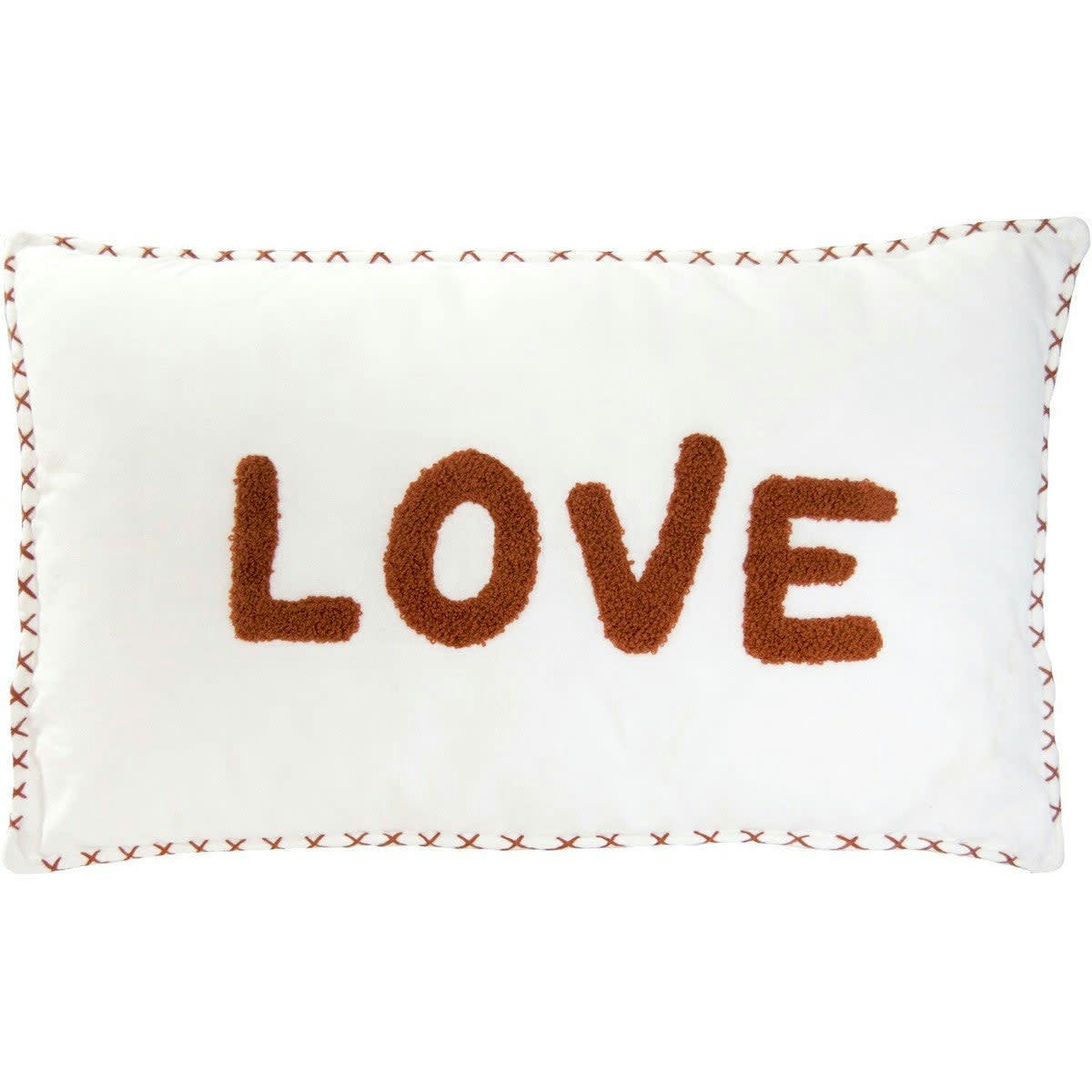 LOVE - Housse de coussin coton  50x30 blanc / rouge brique