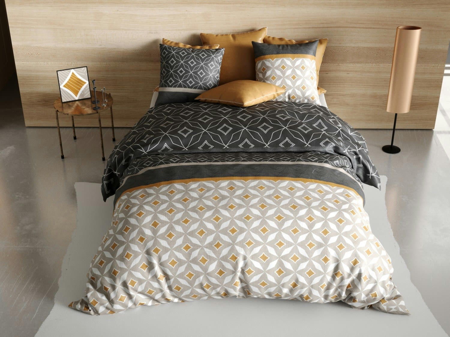 OTA - Parure housse de couette coton beige 220x240 cm