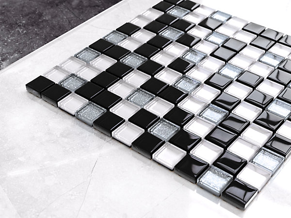 Mosaïque en verre sur filet pour salle de bain ou cuisine 30 cm x 30 cm - Moonwalk