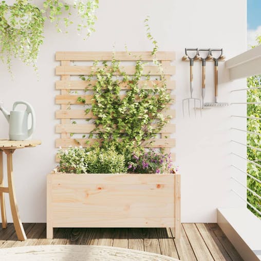 NNEVL Garden Planter with Rack 79x39.5x114 cm Solid Wood Pine