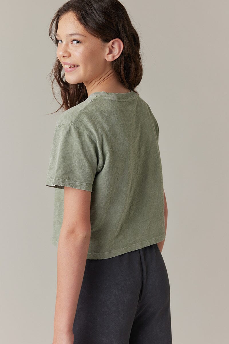 Hello Franki Olivia Cropped Slub T-Shirt for girls Green