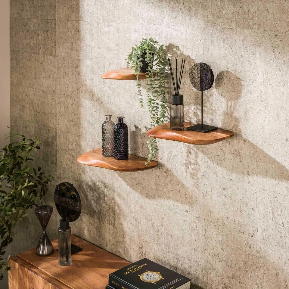 Set van 3 wandplanken Oranja-massief acacia