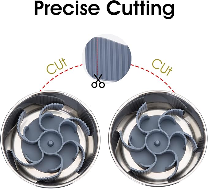 Slow Feeder Dog Bowls Insert [Octopus Suction Cups] Super Firm Slow Eating Dog Bowl [Cuttable] for Large Breed and Medium Size Dog Compatible with Regular and Elevated Dog Bowls (Turbine)