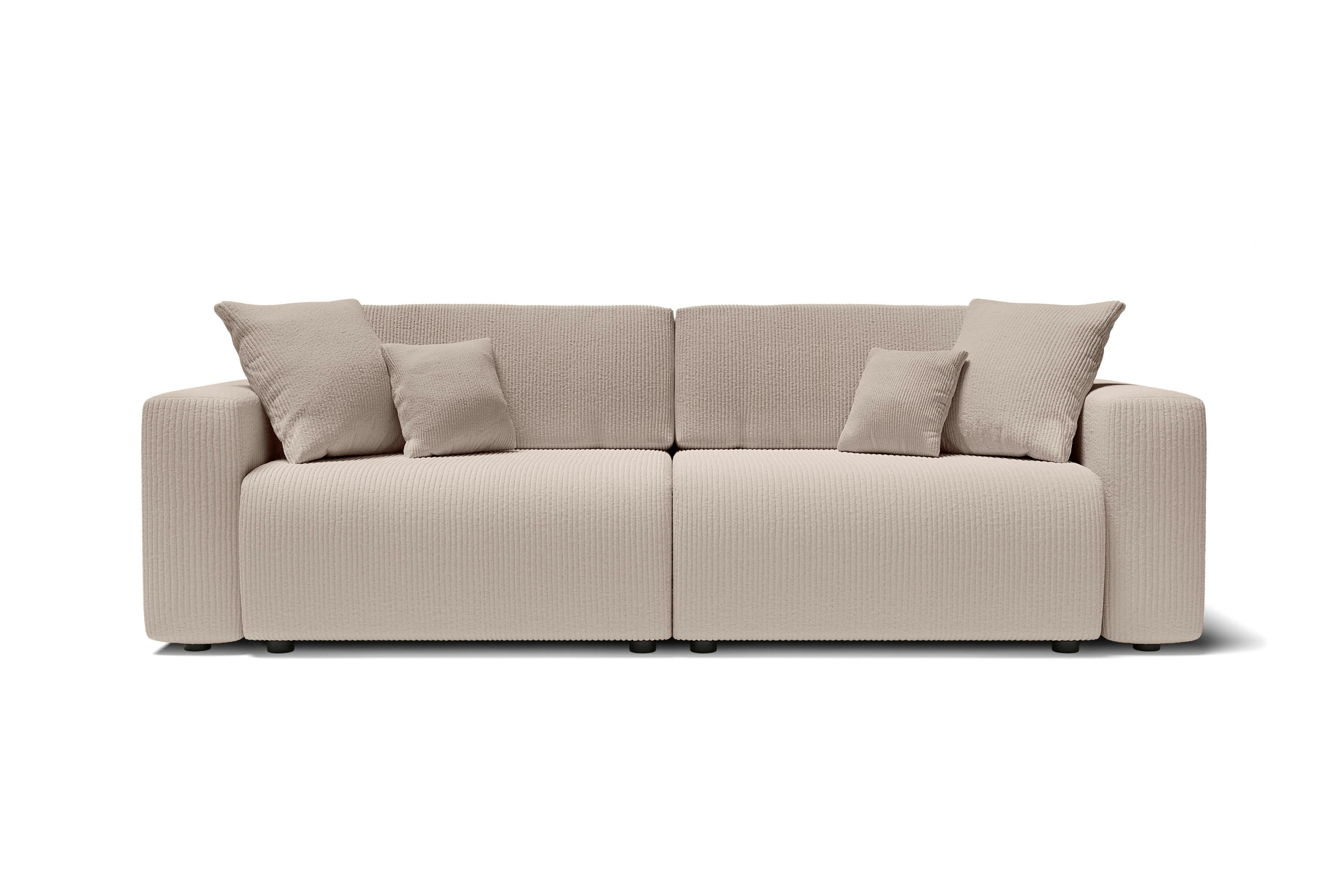 LEO - Canapé droit convertible en velours côtelé 3 places grège