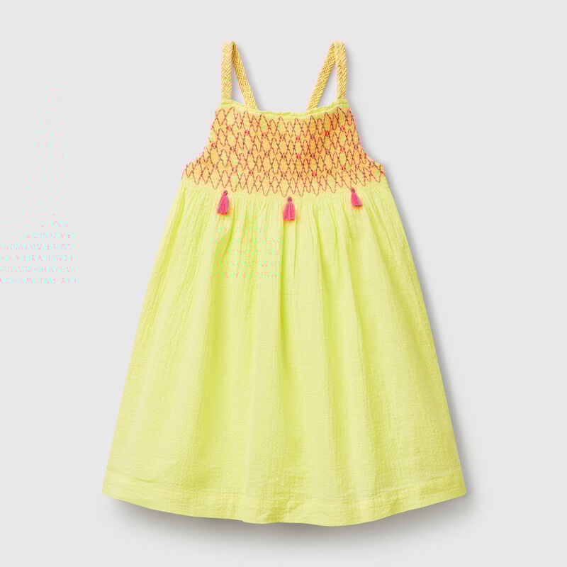 Dress with neon tassels