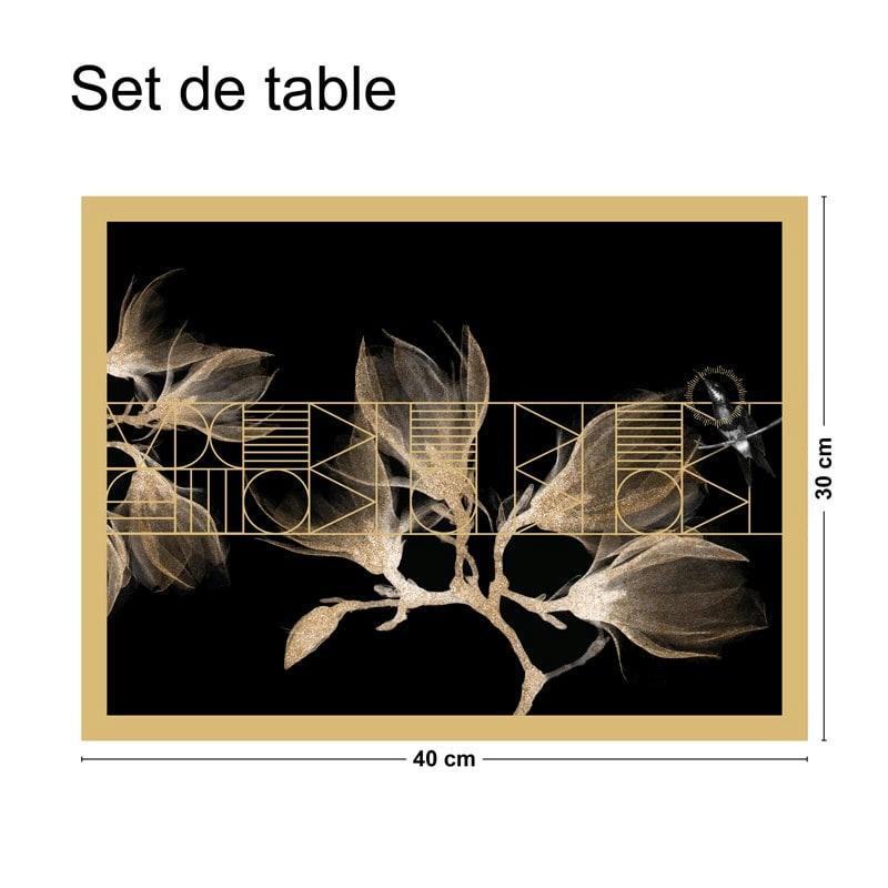 BOHO CHIC - Lot de 4 sets de table L 40xl 30cm Noir Art Déco