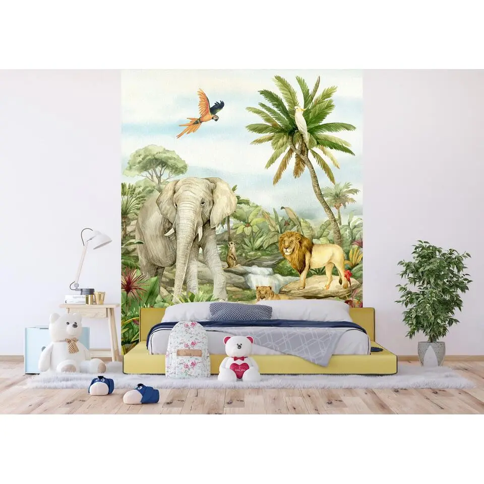 Sanders & Sanders fotobehang jungle dieren groen - 225 x 270 cm
