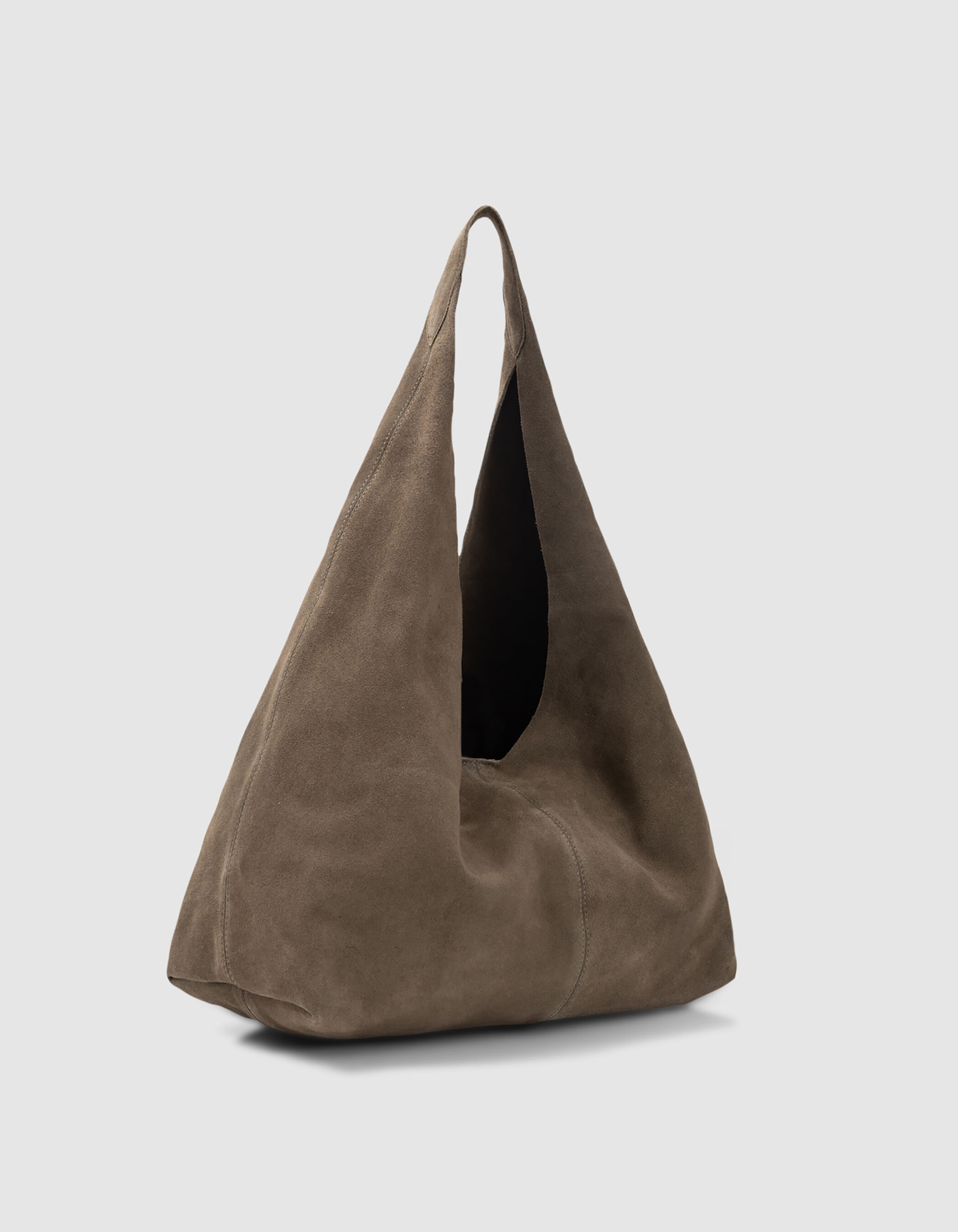 Sac Hobo kaki cuir velours