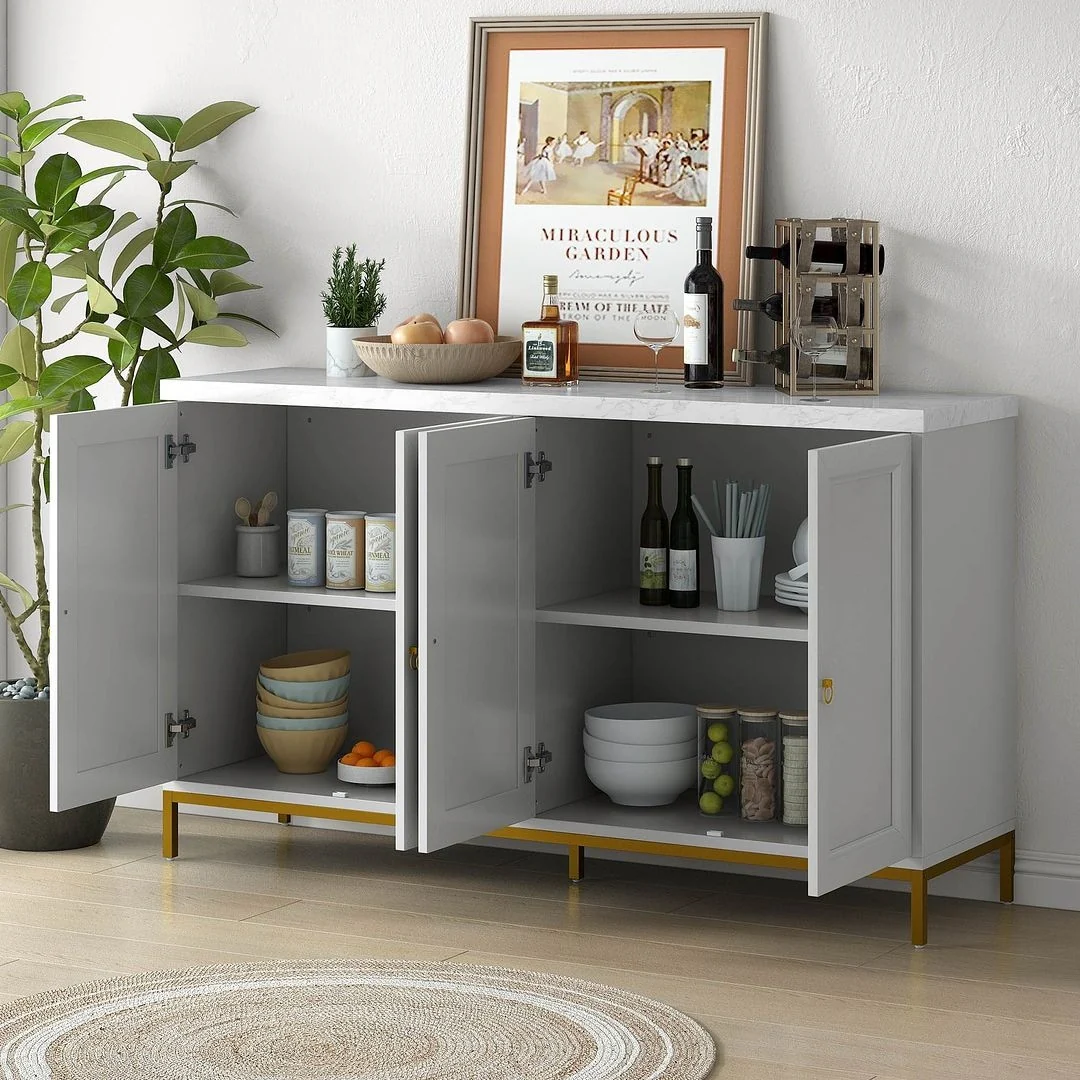 60'' Modern Wide 4 Doors Sideboard with Adjustable Shelves