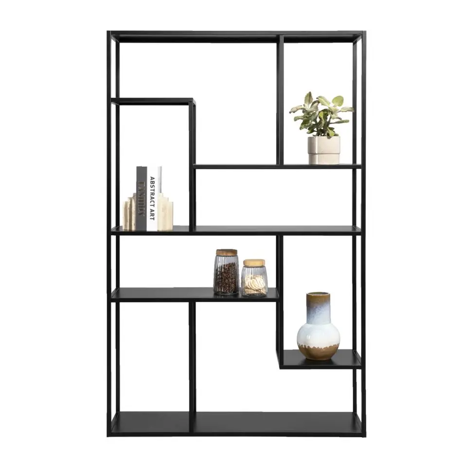 Vakkenkast Stan - zwart - metaal - 188x120x35 cm