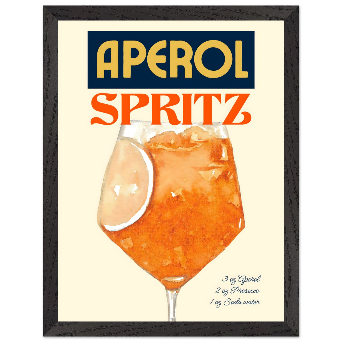 Artfulprints Poster met Lijst Aperol Spritz - Original  - 30x40 cm - Oranje