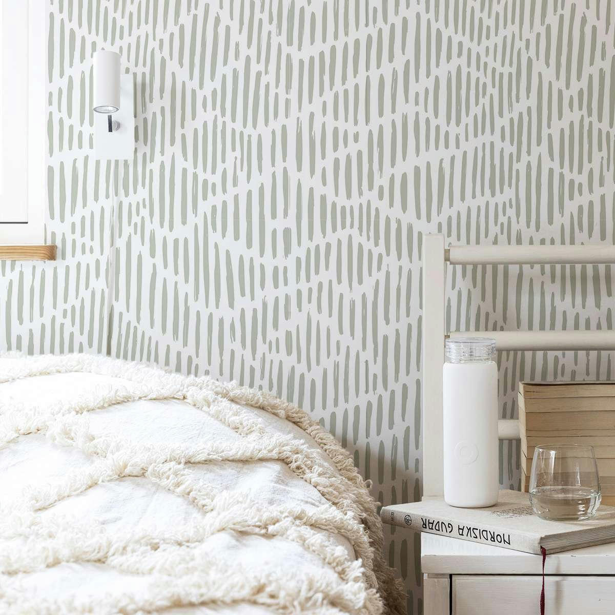 WABISABI - Papier peint vinyle adhésif wabi sabi vert 50x300 cm