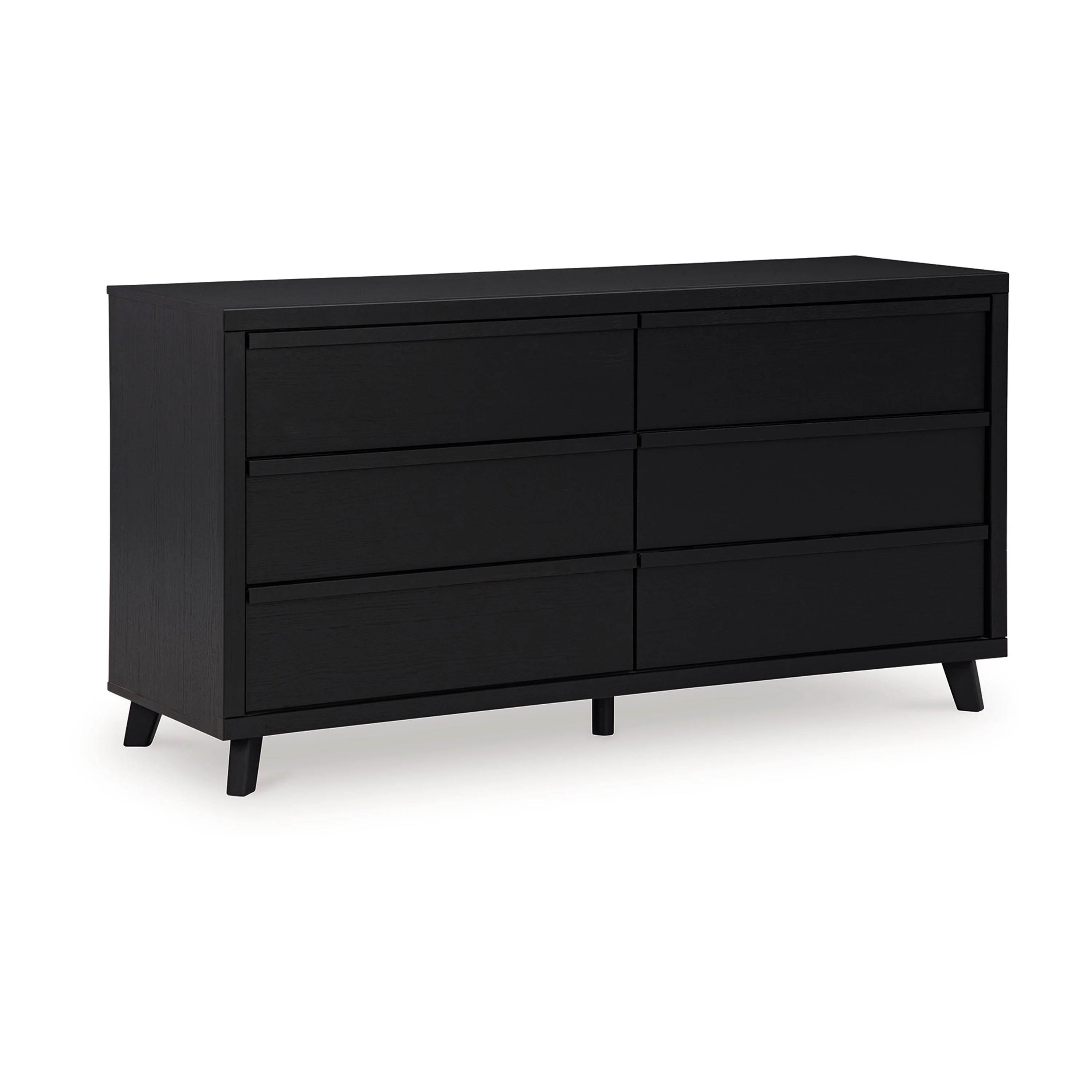 Danzi 62 Inch Dresser, 6 Storage Drawers, Modern Black Laminate Finish