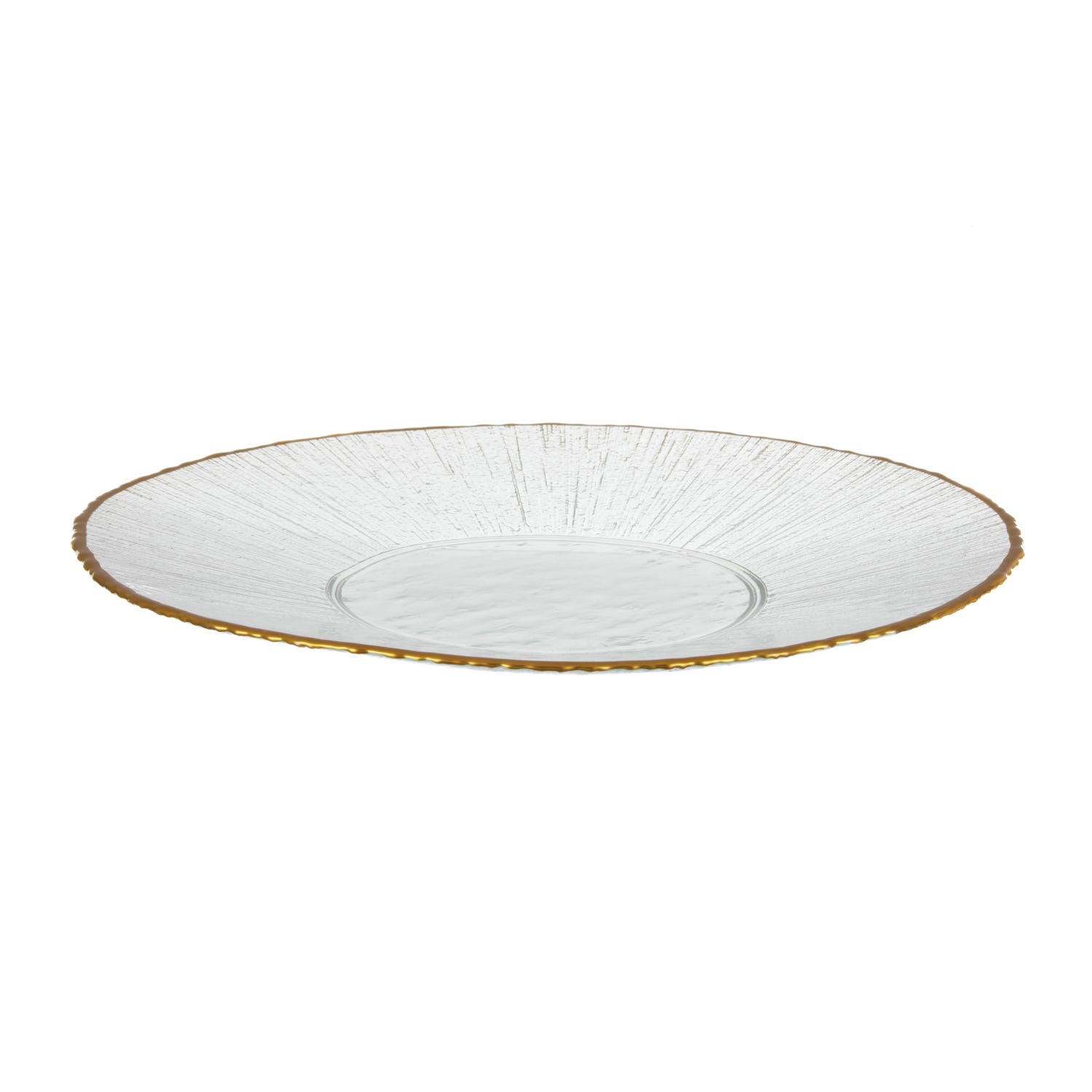 Piatto piano in vetro bordo oro 28 cm