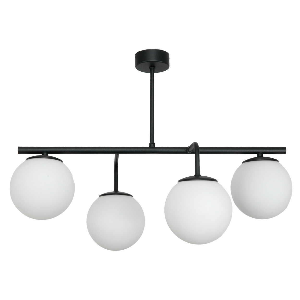 Lampa sufitowa czarna kule białe listwa nad stół EDYLIT 4xE14 BASTER 15-381