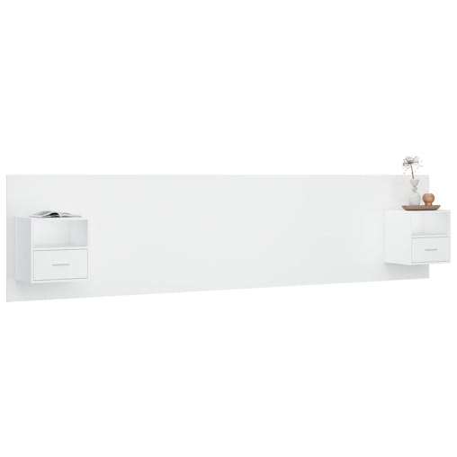 NNEVL Bed Headboard with Cabinets White Engineered Wood