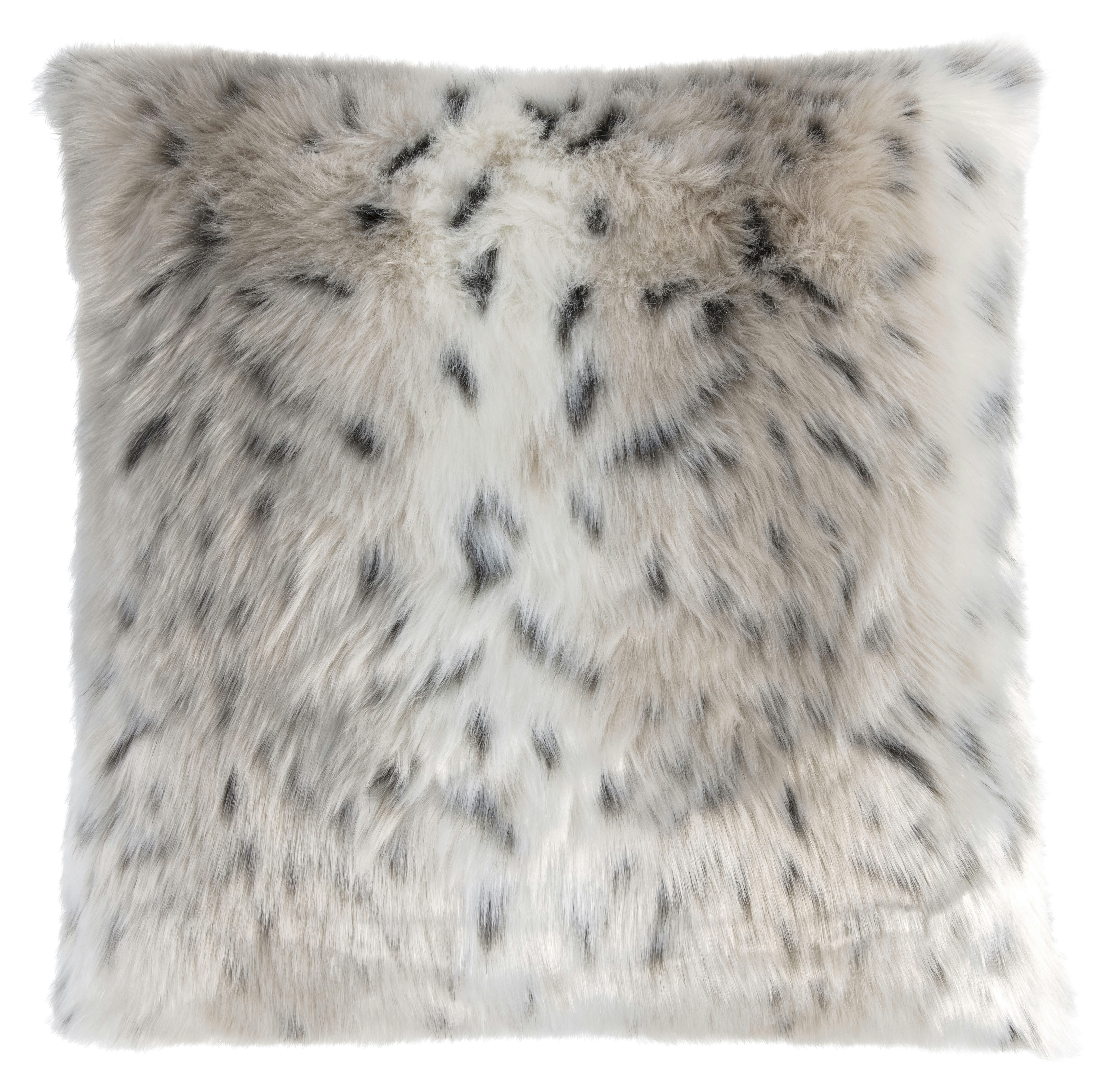 SKINS - Housse de cousssin fausse fourrure lynx des neiges blanc 50x50