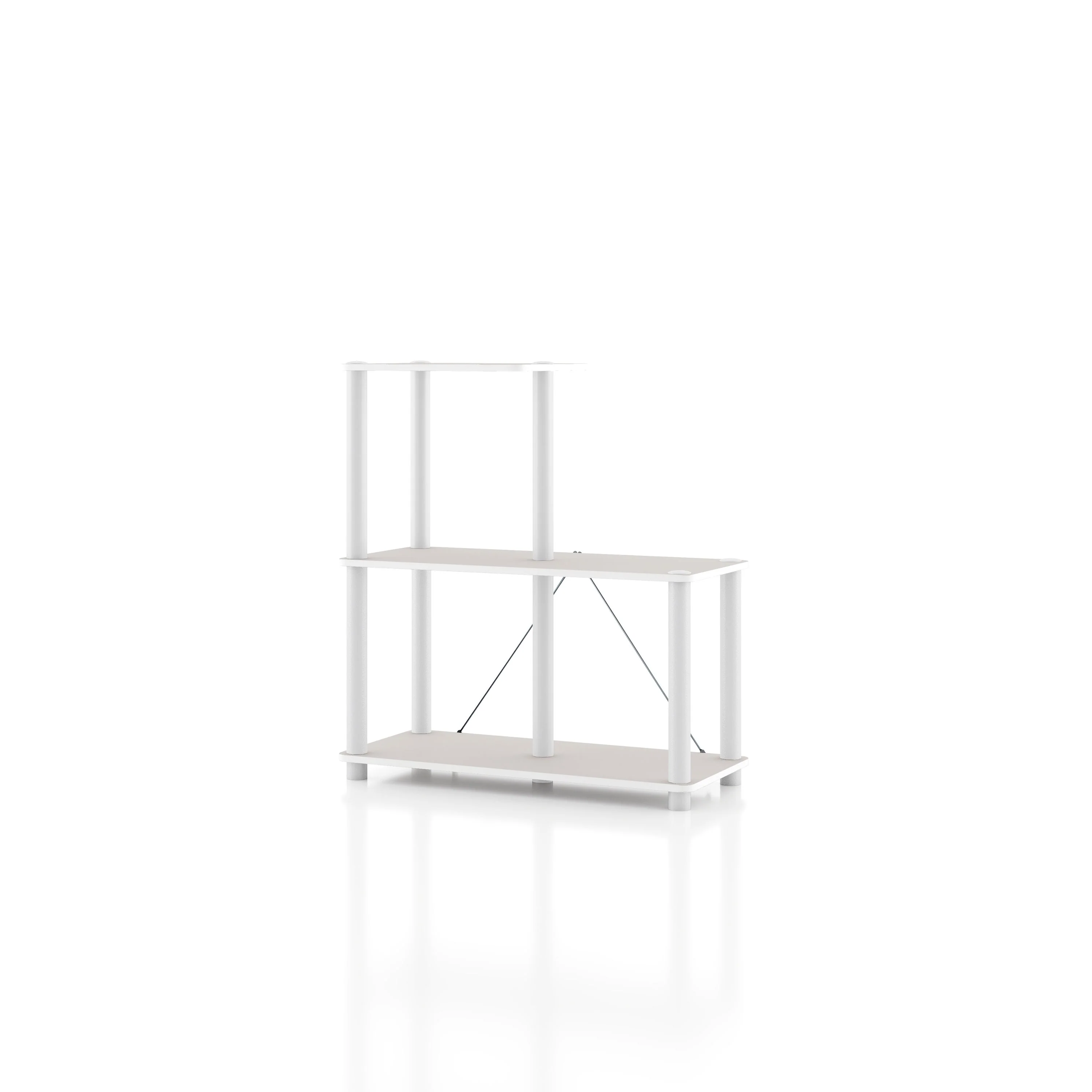 DH BASIC Modern Wood Shelving Unit with storage - Tier Shelves, Cube Ladder Shelf by Denhour