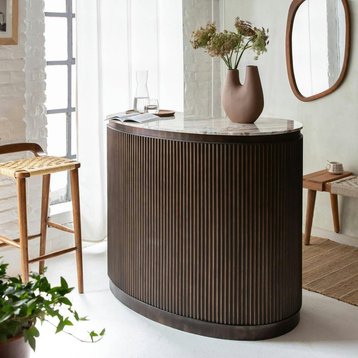 - Meuble bar en métal marron 120 cm