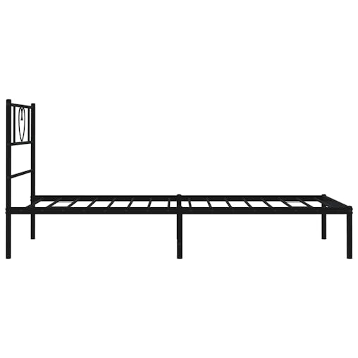 NNEVL Metal Bed Frame with Headboard Black 107x203 cm