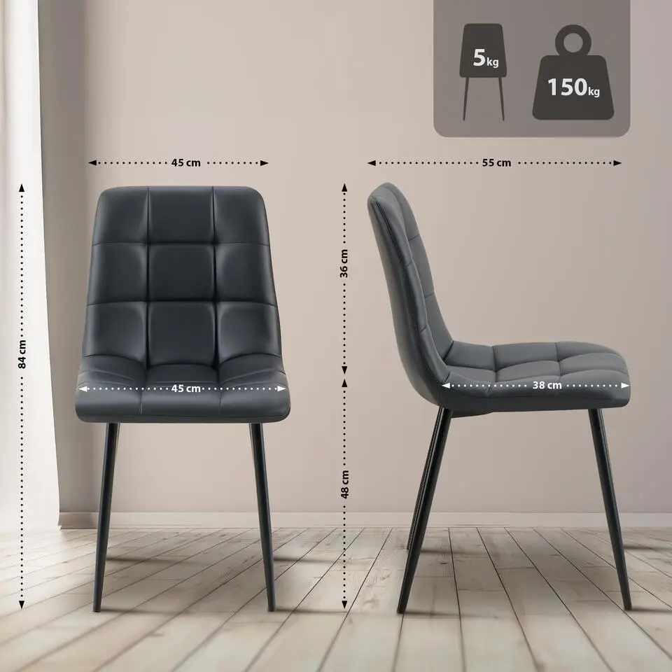 CLP Eetkamerstoel Antibes zwart Frame - Kunstleer - zwart