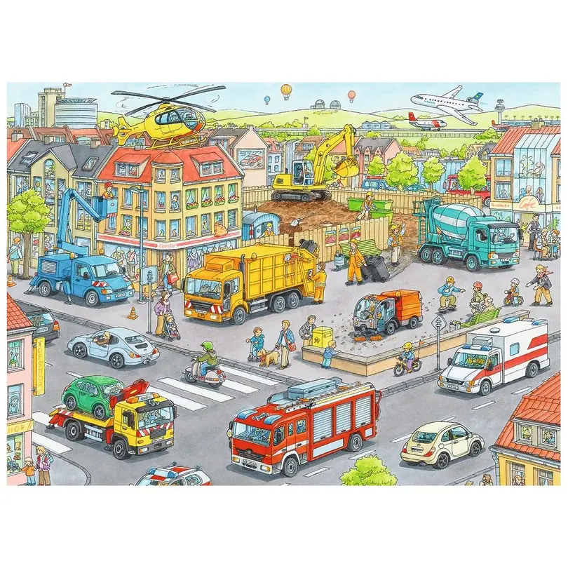 Puzzle 100-teilig Fahrzeuge in der Stadt