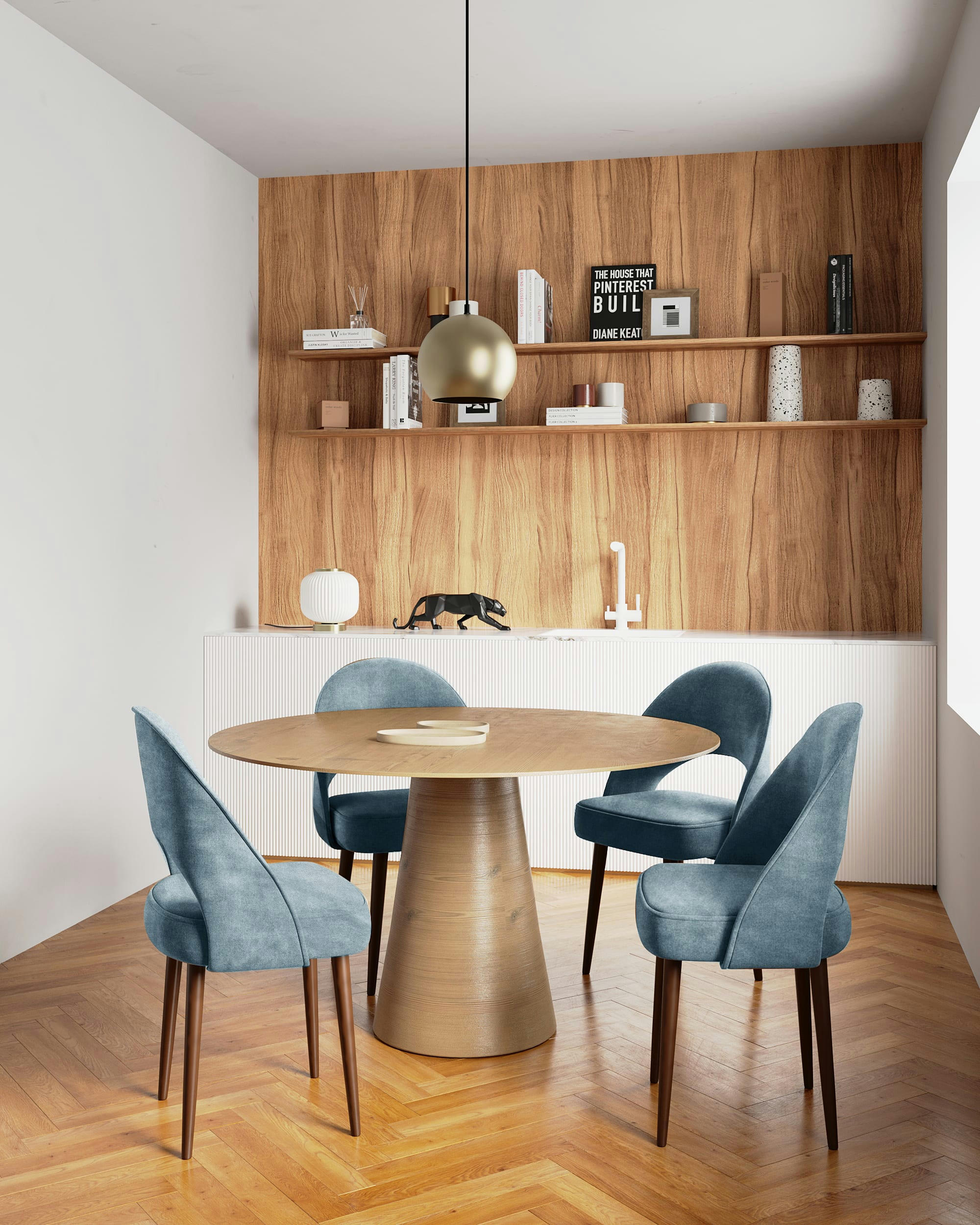 SAORI - Chaise en velours bleu perle