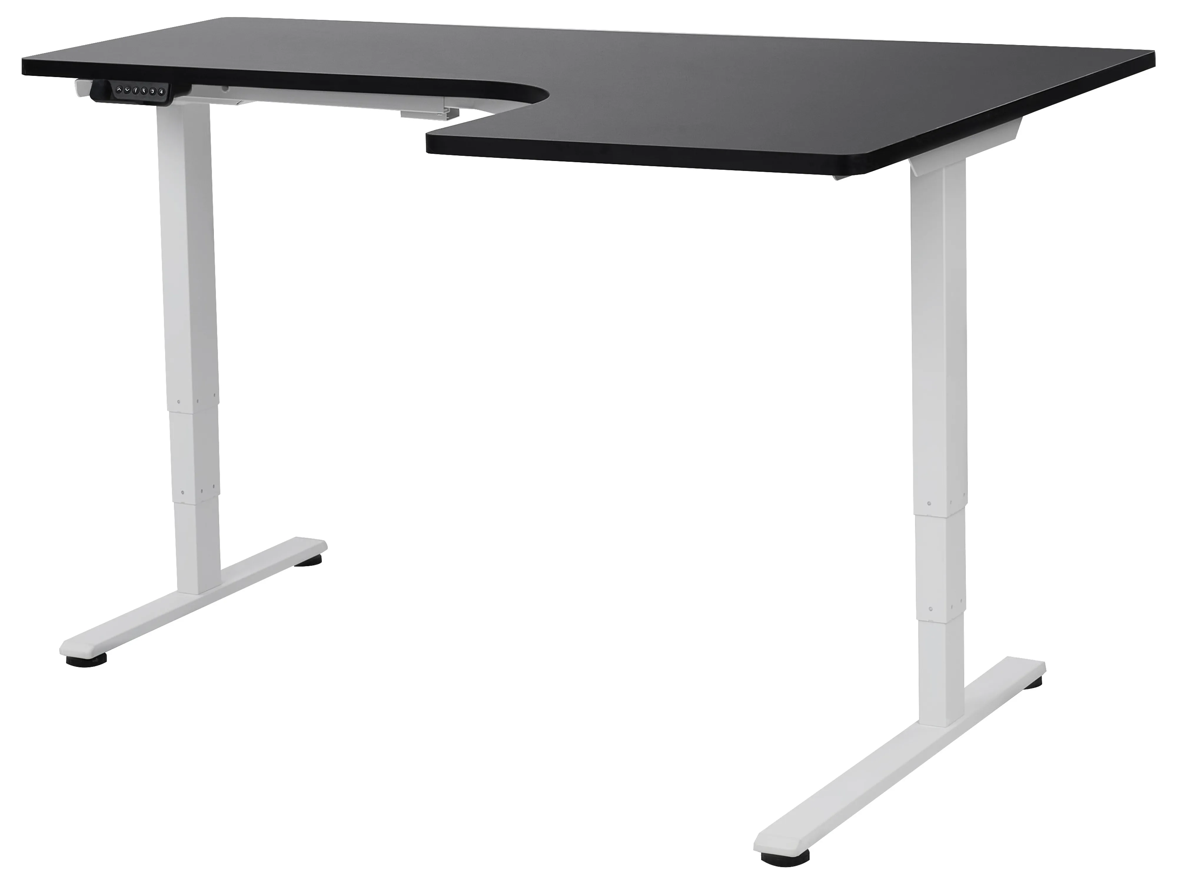 Electric Adjustable Corner Desk DESTINES Black/ White 160 cm 109 cm Left Hand