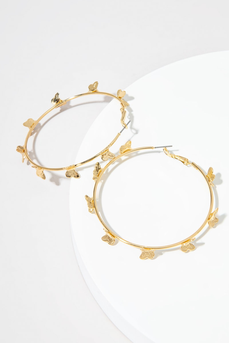 Julie Butterfly Station Golden Hoop Earrings