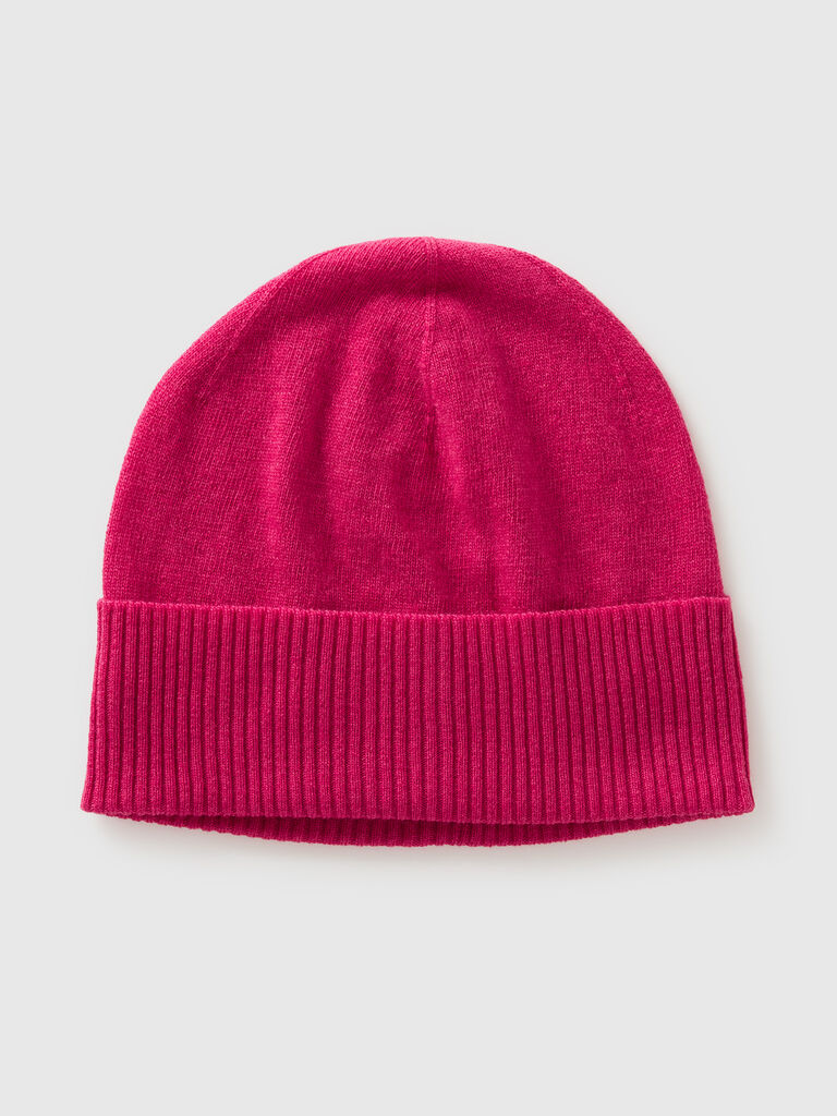 Fuchsia hat in pure Merino wool