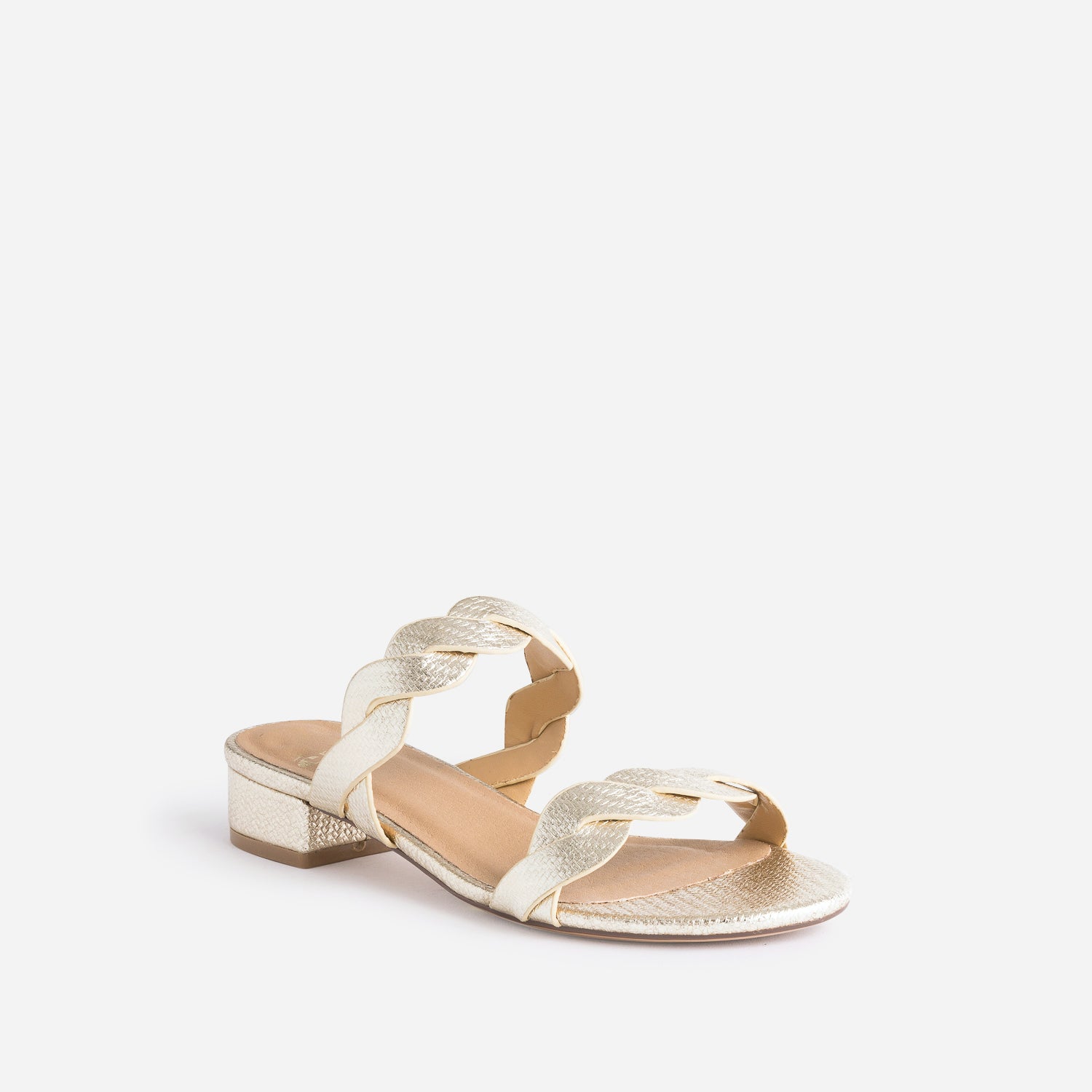 Mule dorée à brides entrelacées